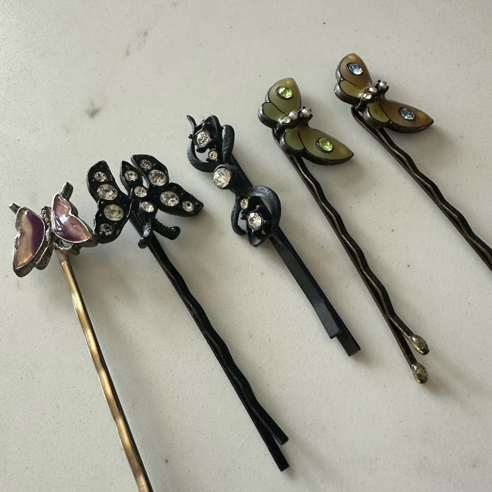 Butterfly Hair Pins Set - Black, Gold, Pink